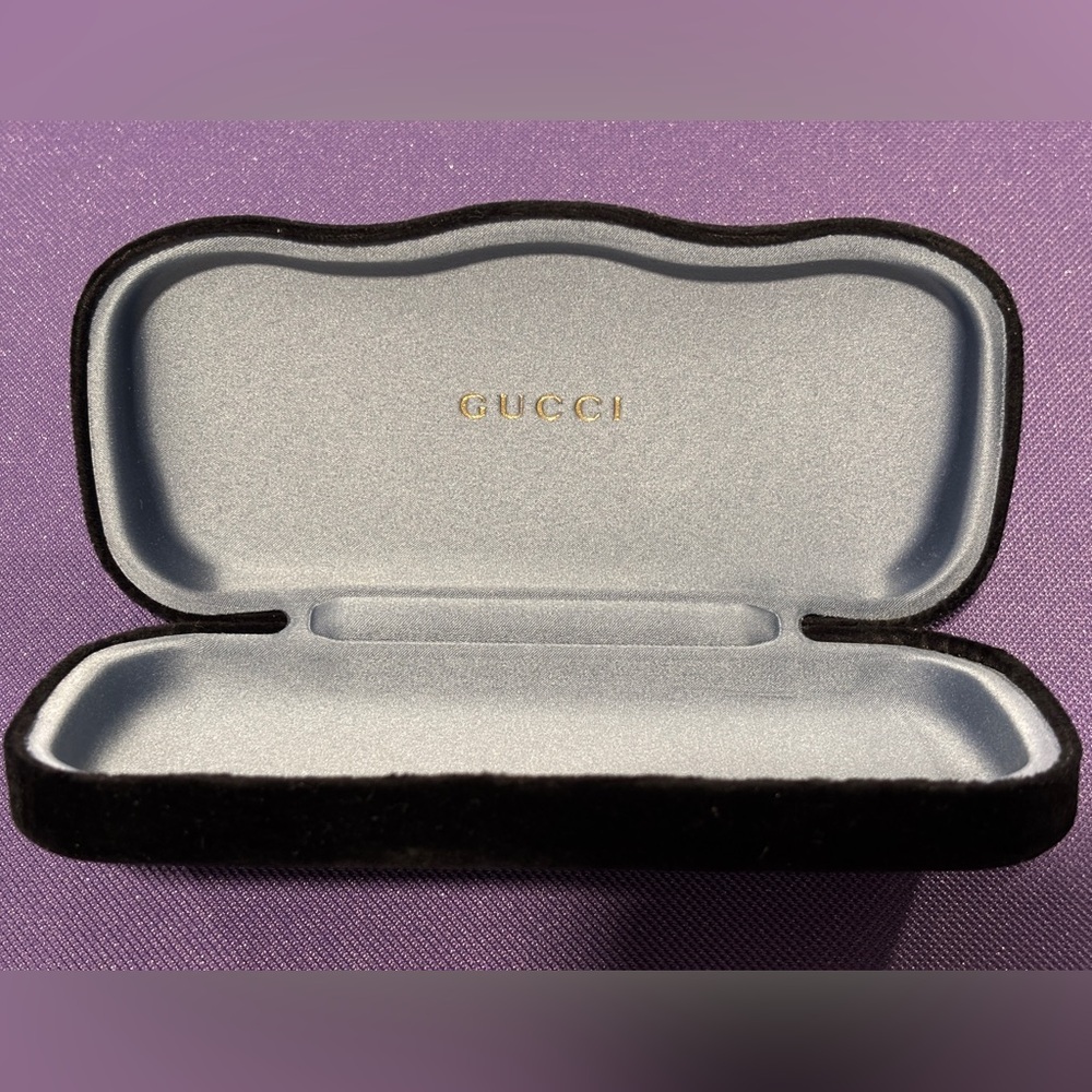 Gucci Black and Gray Velvet Glasses Case